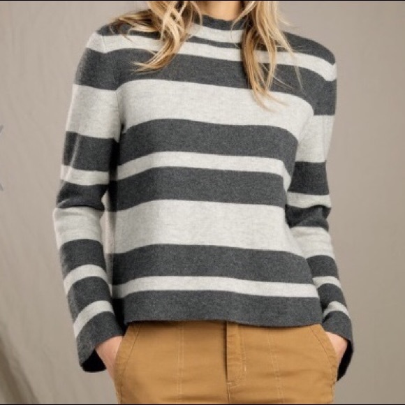 Toad&Co Sweaters - NWT “Joni Bell” mock neck gray striped sweater